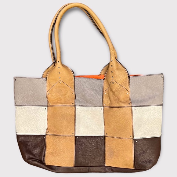 orYANY Large Pebbled Leather Patchwork Color Block Summer Tote - Picture 11 of 11